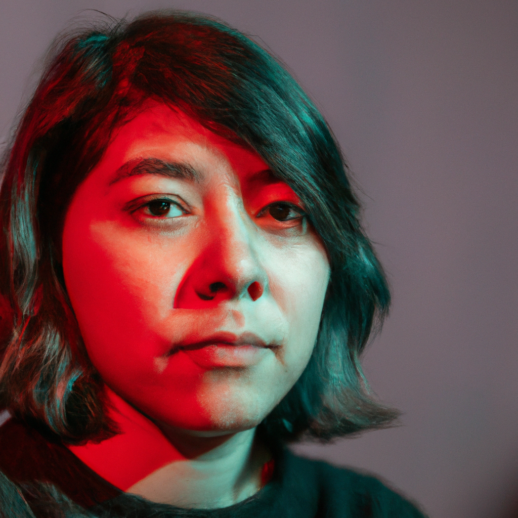 Retrato editorial de Ana, Directora de fotografía, en estudio con softbox y color cinematográfico, Santiago de Chile